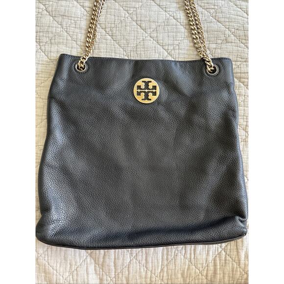 Tory Burch - Black Pebble Leather - Swing Shoulder/Crossbody Bag - Picture 1 of 9